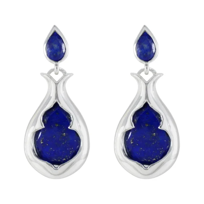 Lapis Lazuli Japanese Emma Toi et Moi Stud Blue 925 Silver Earring