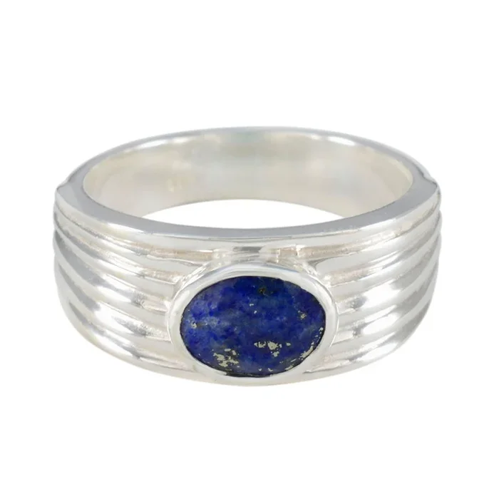 Lapis Lazuli Solitaire German 925 Silver Blue Gemstones Eye-catching Promise Ring Jewelry