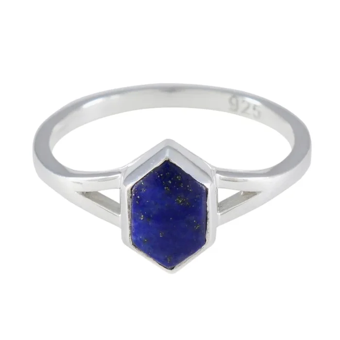 Lapis Lazuli Solitaire Korean Silver Blue Gemstones Whisper-thin Feminine Ring Jewellery