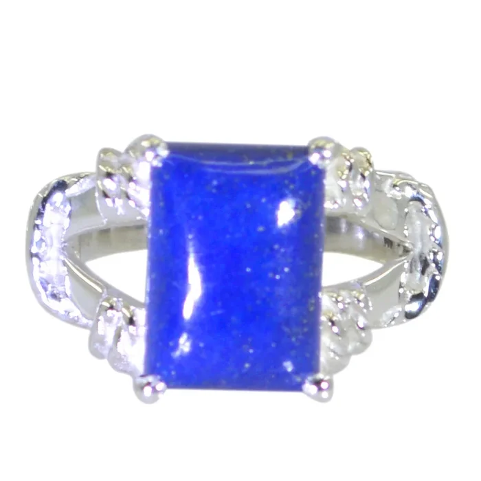 Lapis Lazuli Solitaire Latin American 925 Sterling Silver Blue Gemstone Eye-catching Rope-Wire Ring Jewellery
