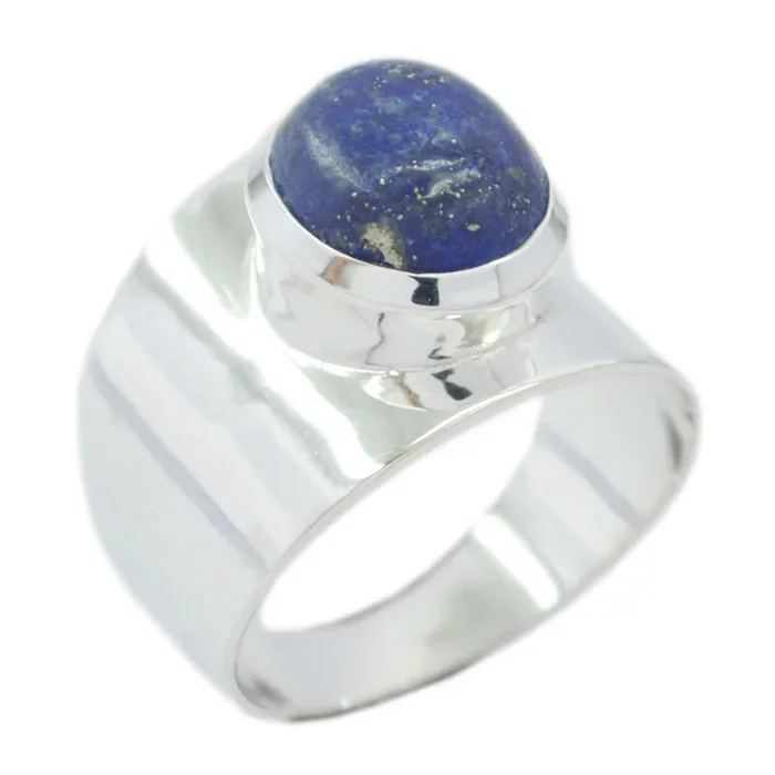 Lapis Lazuli Solitaire Russian 92.5 Silver Blue Gemstone Eye-catching Armor Ring Jewelry