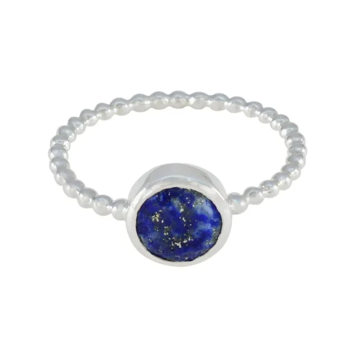 Lapis Lazuli Solitaire Turkish Silver Blue Gemstone Delicate Twist Ring Jewelry