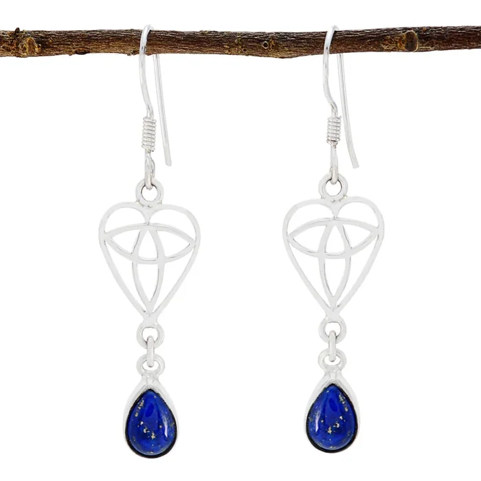 Lapis Lazuli Turkish Ivana Solitaire Dangle Blue 92.5 Silver Earring