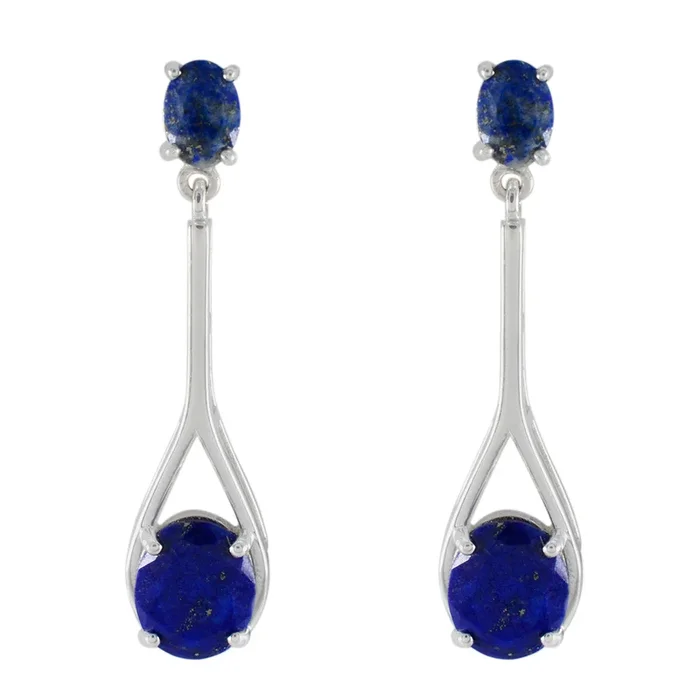 Lapis Lazuli Turkish Li Lee Toi et Moi Stud Blue 92.5 Silver Earring