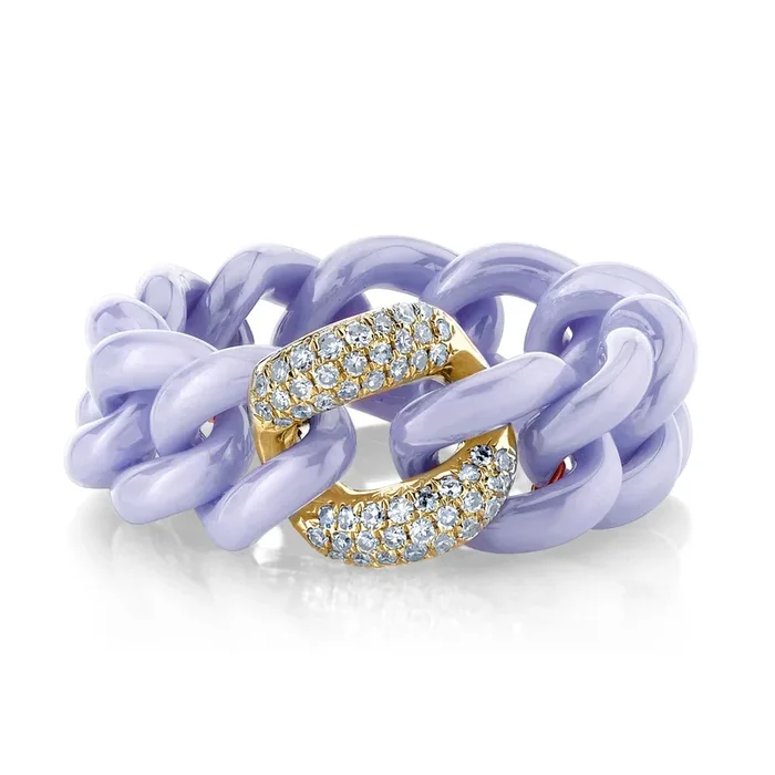 LAVENDER CERAMIC PAVE MEDIUM LINK RING