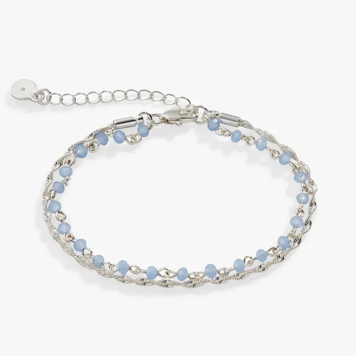 Layered Beaded and Chain Bracelet, Adjustable