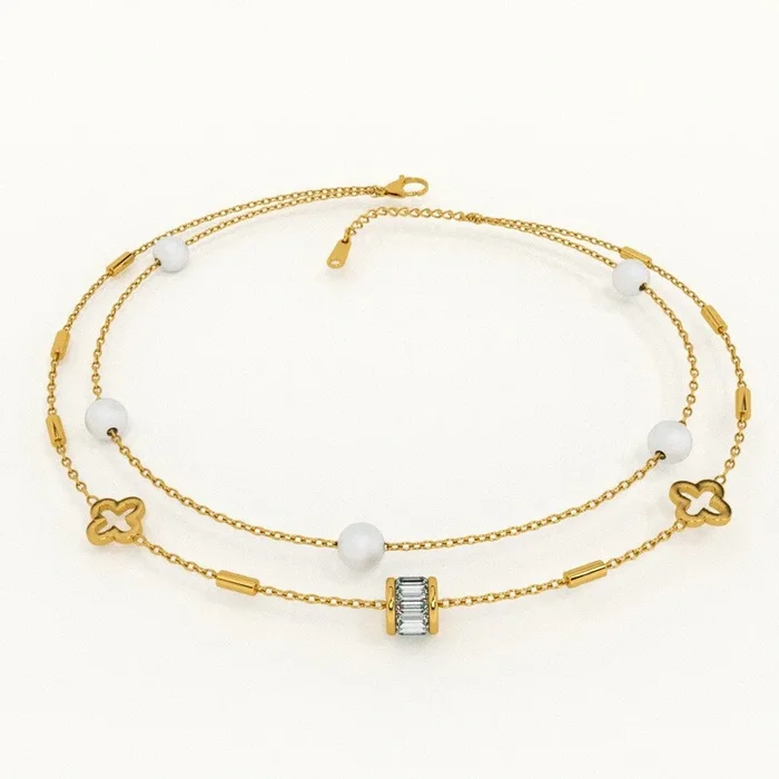Layered Pearl and Charm Anklet