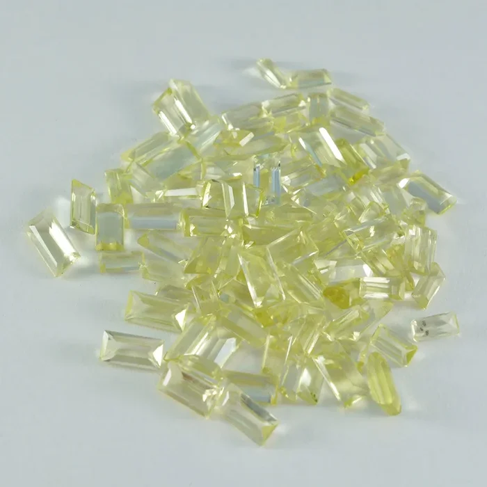 Lemon Quartz 10PC Tiny 2×4 MM Baguette Faceted Yellow Superior Semi Precious Gems
