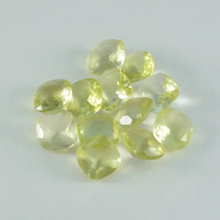 Lemon Quartz 10PC Tiny 4×4 MM Cushion Faceted Yellow Brilliant Semi Precious Loose Gems