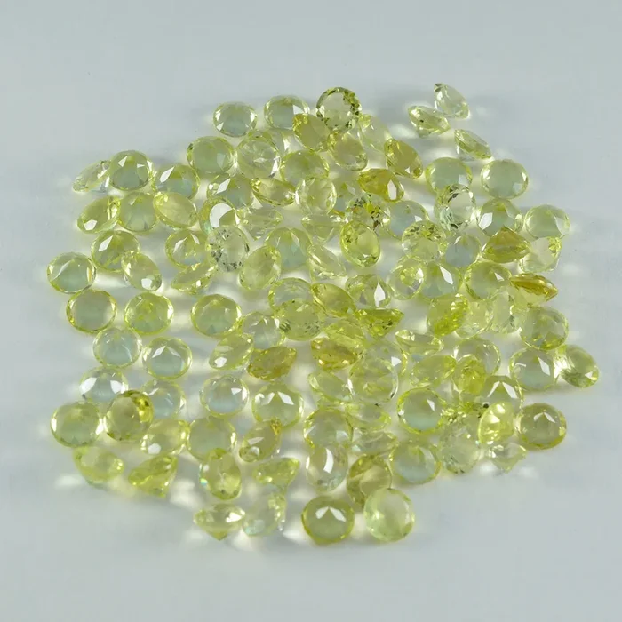 Lemon Quartz 10PC Tiny 4×4 MM Round Faceted Yellow Brilliant Semi Precious Loose Gems