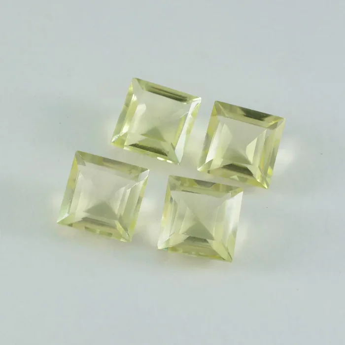Lemon Quartz 1PC Chunky 15×15 MM Square Faceted Yellow Superior Semi Precious Gems