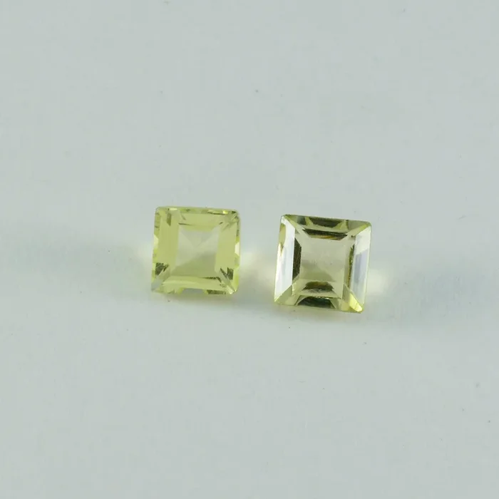 Lemon Quartz 1PC Medium 9×9 MM Square Faceted Yellow Lustrous Semi Precious Loose Gemstone