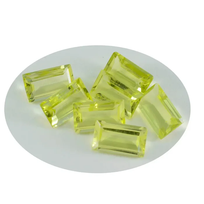 Lemon Quartz 1PC Small 5×10 MM Baguette Faceted Yellow Sparkling Semi Precious Gems