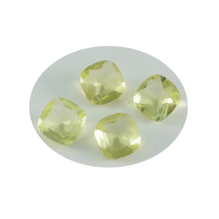 Lemon Quartz 1PC Small 7×7 MM Cushion Faceted Yellow Splendid Semi Precious Gems