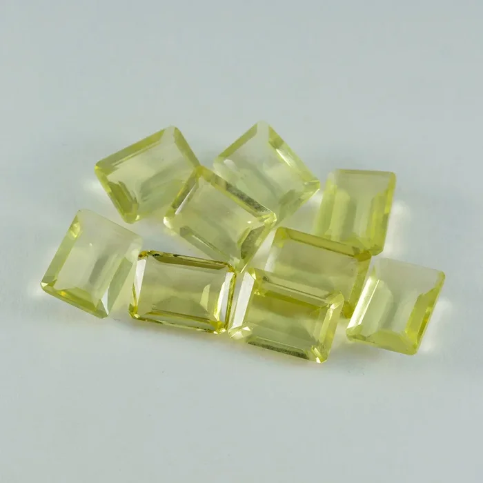 Lemon Quartz 1PC Tiny 5×7 MM Emerald Faceted Yellow Fiery Semi Precious Loose Gemstone