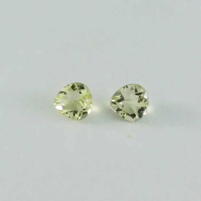 Lemon Quartz 1PC Tiny 6×6 MM Heart Faceted Yellow Polished Semi Precious Loose Gemstones