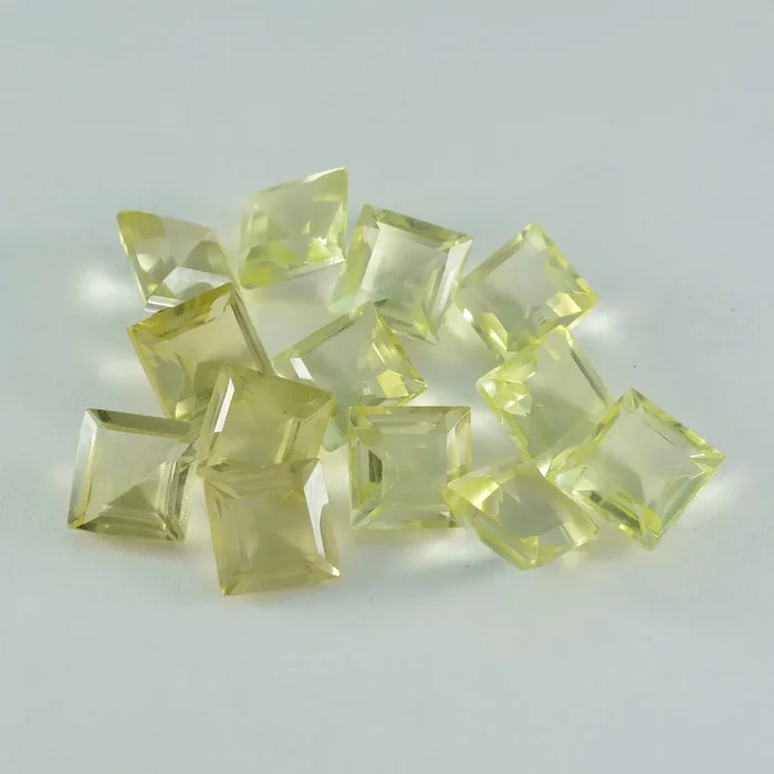 Lemon Quartz 1PC Tiny 6×6 MM Square Faceted Yellow Polished Semi Precious Loose Gemstones