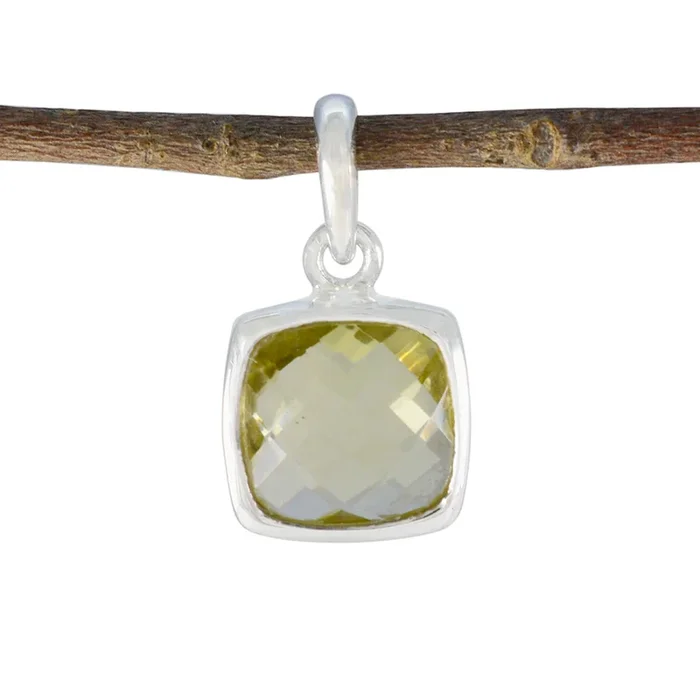 Lemon Quartz Dainty German Sterling Silver Solitaire Olivia Feminine Yellow Pendant Jewellery