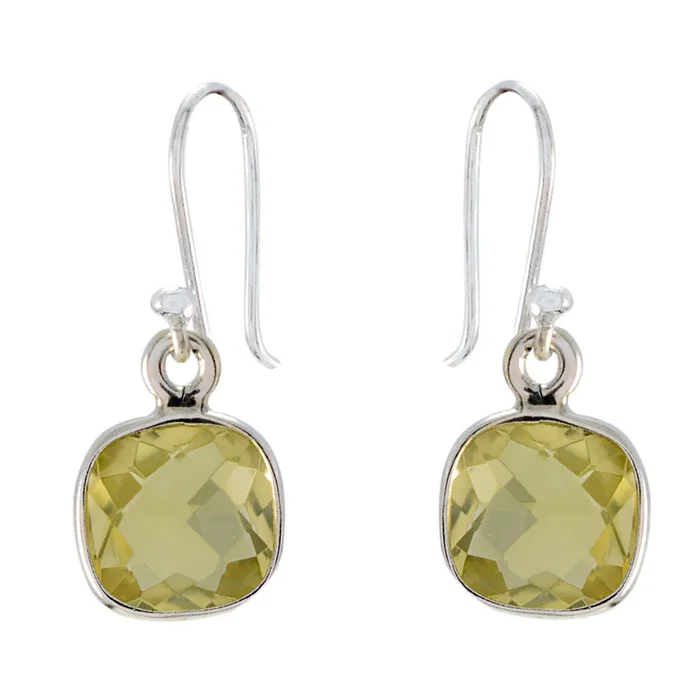 Lemon Quartz French Autumn multiple Dangle Yellow 925 Sterling Silver Earring