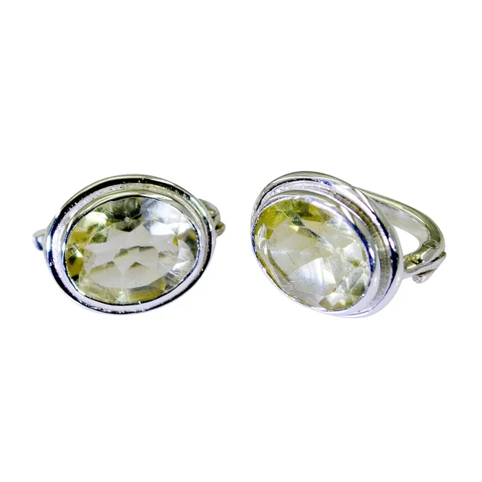 Lemon Quartz Italian Hannah Solitaire Stud Yellow 925 Silver Earring