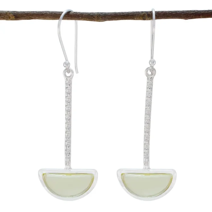 Lemon Quartz Latin American Aurora Solitaire Dangle Yellow 925 Silver Earring
