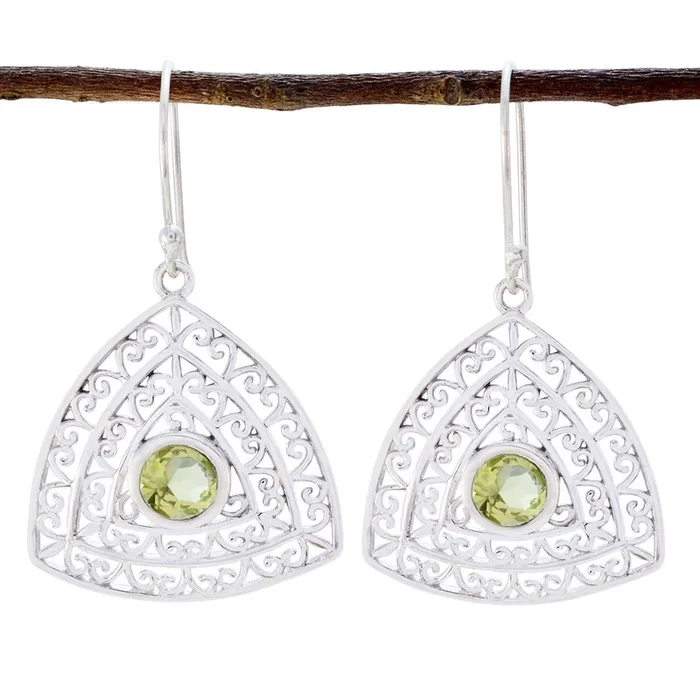 Lemon Quartz Latin American Emilia Solitaire Dangle Yellow 92.5 Silver Earring