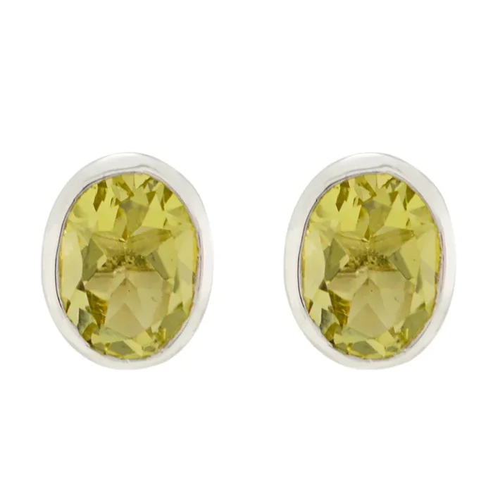 Lemon Quartz Latin American Inès Solitaire Stud Yellow Sterling Silver Earring