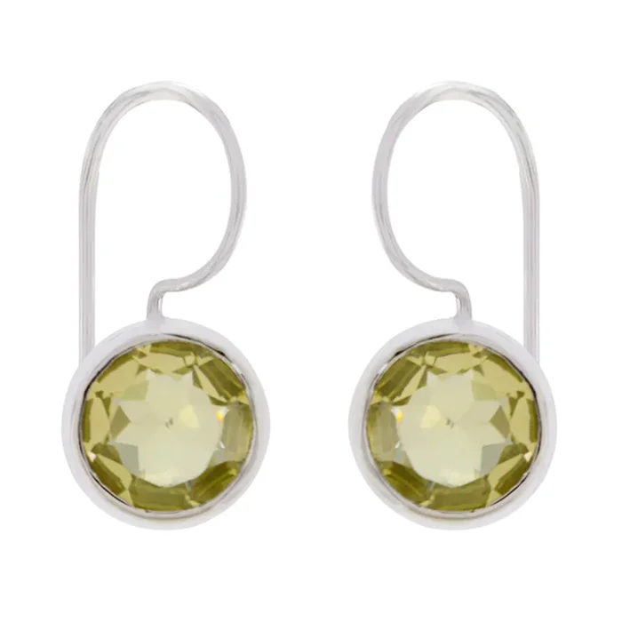 Lemon Quartz Middle Eastern Bianca Solitaire Dangle Yellow 925 Silver Earring