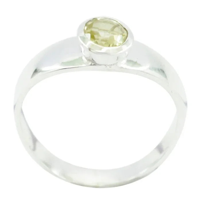 Lemon Quartz Solitaire American 92.5 Silver Yellow Gems Whisper-thin Graceful Ring Jewelry