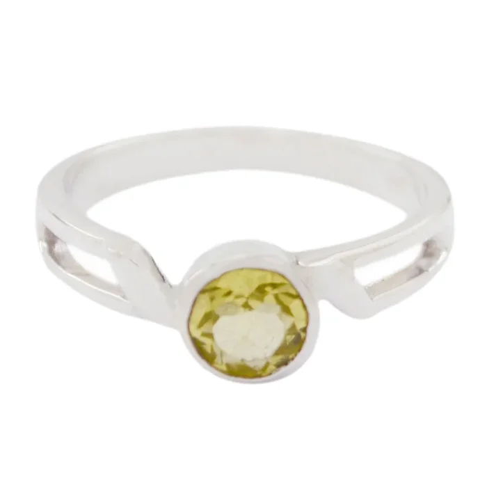 Lemon Quartz Solitaire Japanese Sterling Silver Yellow Gems Whisper-thin Feminine Ring Jewellery