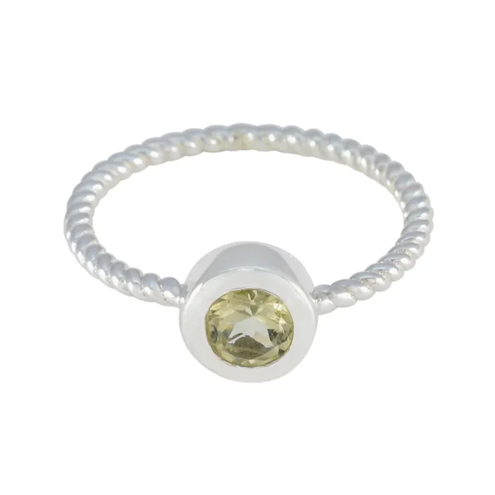 Lemon Quartz Solitaire Korean Silver Yellow Gemstone Delicate Fairytale Ring Jewellery