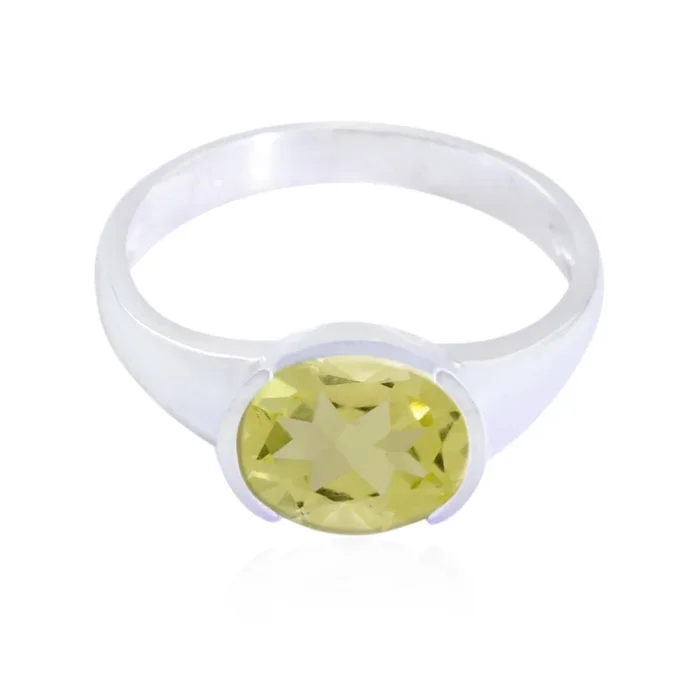 Lemon Quartz Solitaire Turkish 925 Silver Yellow Gems Delicate Graceful Ring Jewelry