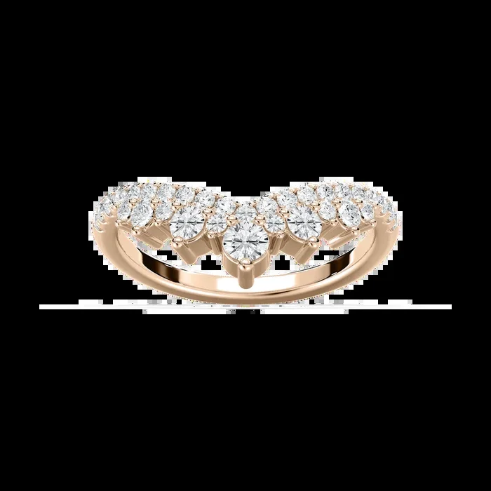 Lena 5/8 ctw Round Lab Grown Diamond Chevron Curved Band