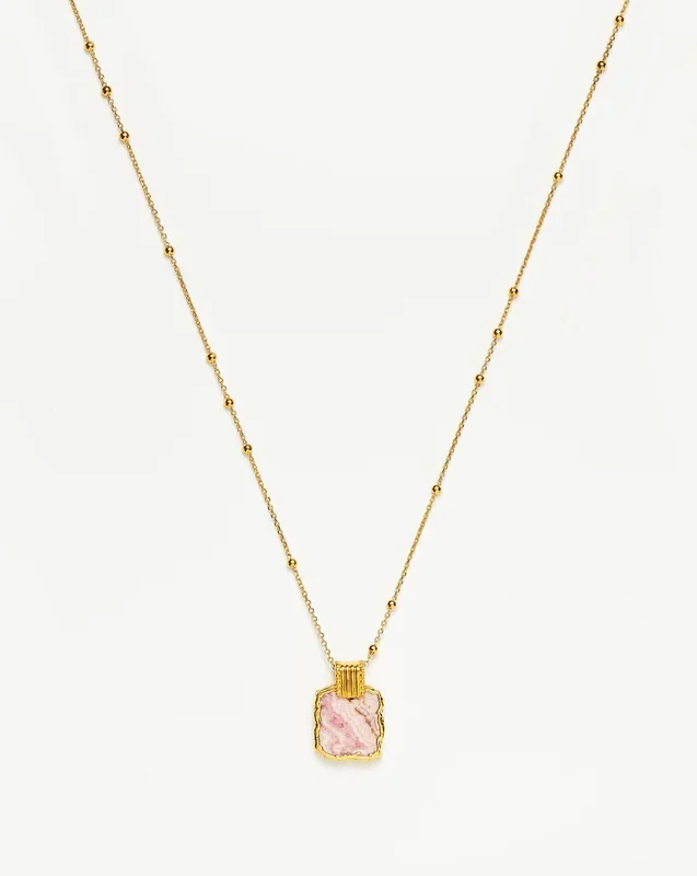 Lena Charm Necklace | 18k Gold Plated/Rhodochrosite