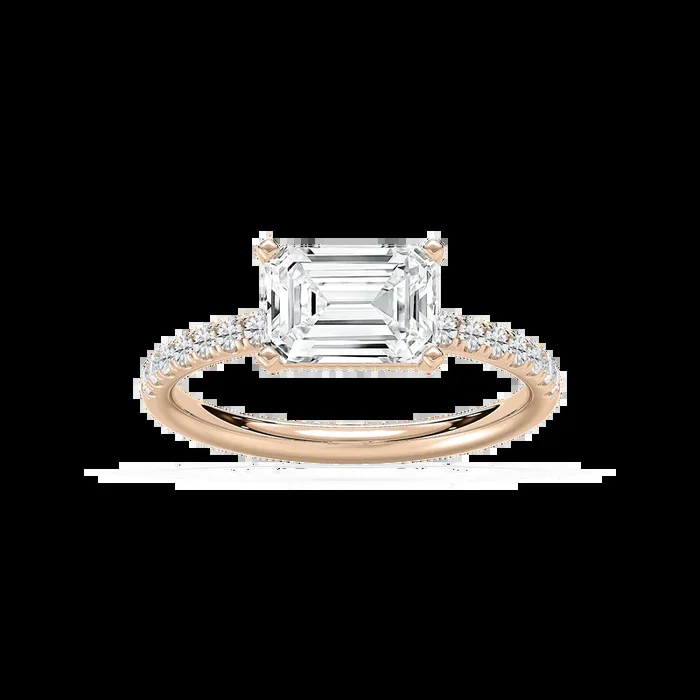 Leona 2 ¹⁄₅ ctw Emerald Lab Grown Diamond East West Side Stone Engagement Ring