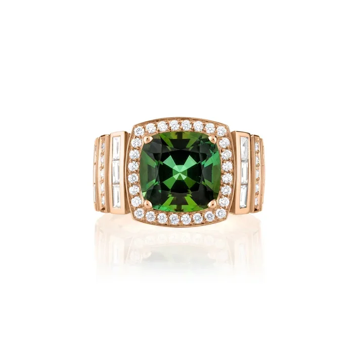 Lepage Joséphine ring in rose gold, green tourmaline and diamonds|LEPAGE