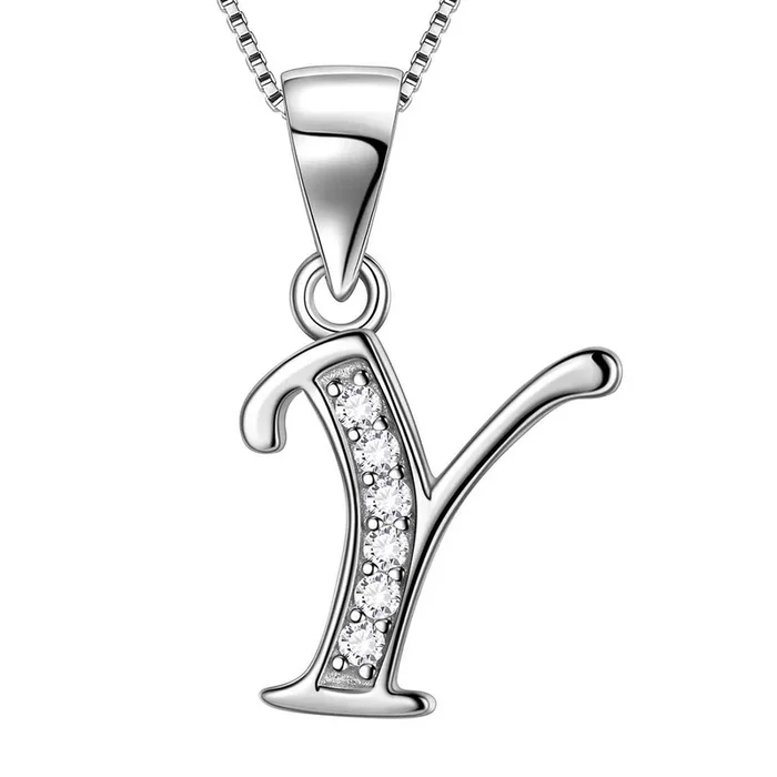 Lettera Y Iniziale Collane Ciondolo Donna Uomo Nome Gioielli Regalo Argento 925