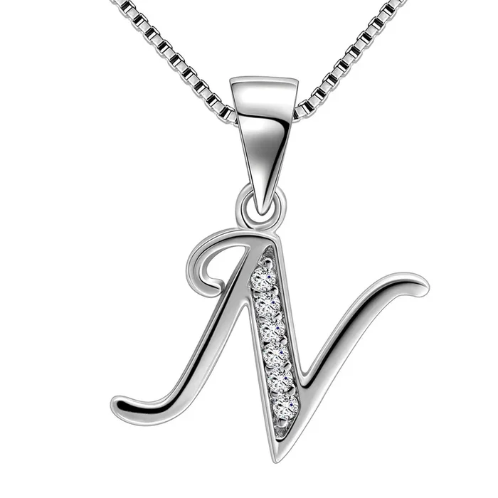 Lettre N initiale colliers pendentif femmes hommes nom bijoux cadeau 925 argent