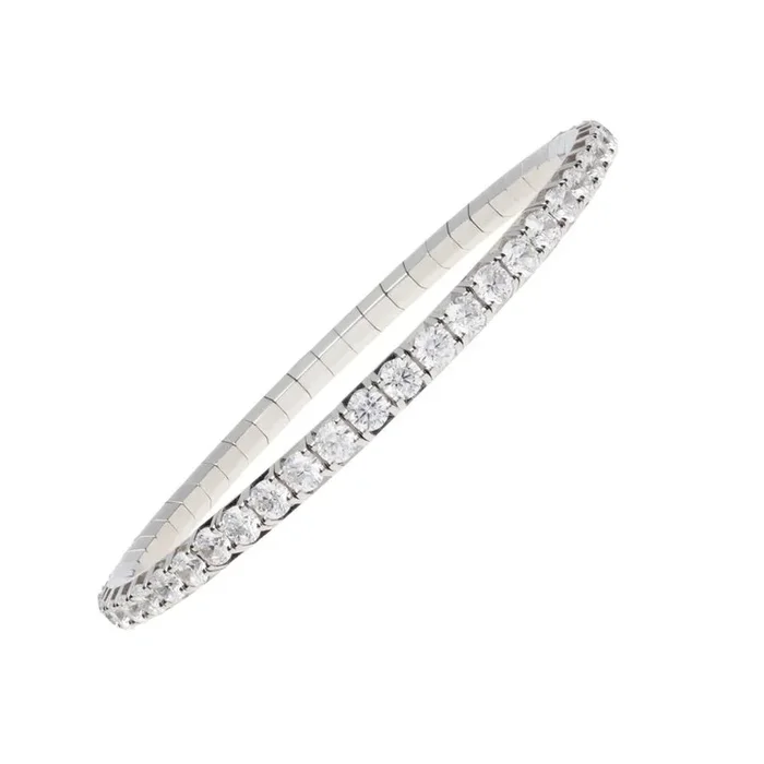 LEWIS COLLECTIONs 18K Wite Gold & 7ctw Diamond Tennis Stretch Extensible Bracelet