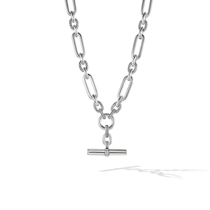 Lexington Chain Necklace in Sterling Silver with Diamonds, 9.8mm