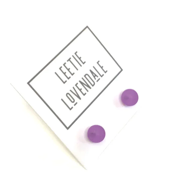 Lilac Purple Frosted Lucite Mini Ball Stud Earrings
