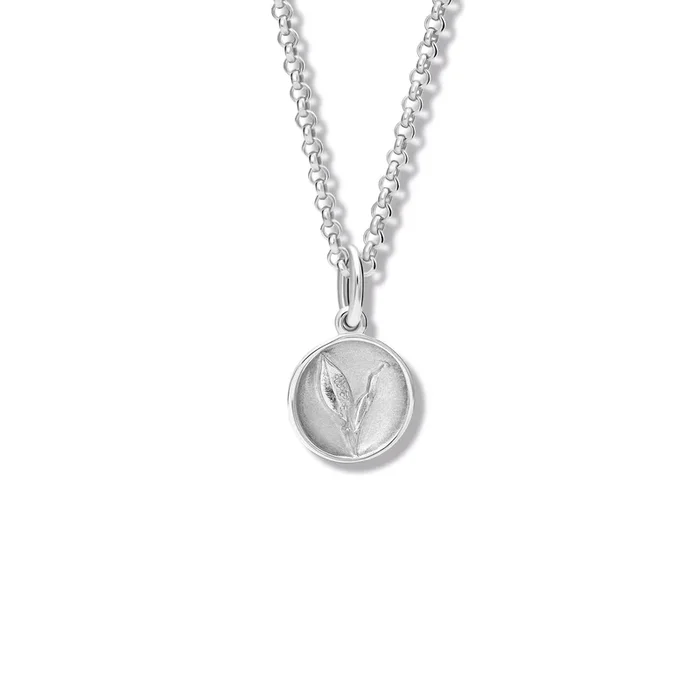 Lily of the Valley Medallion Charm Pendant Silver