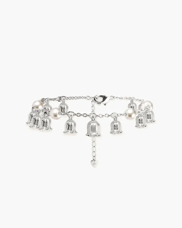 Lily of the Valley Pearl Bracelet in Silver