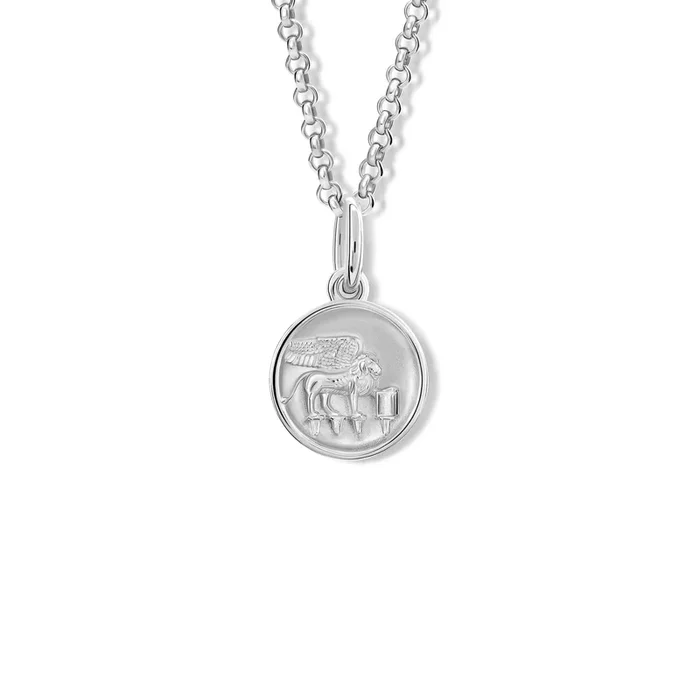 Lion of St Mark Medallion Charm Pendant Silver
