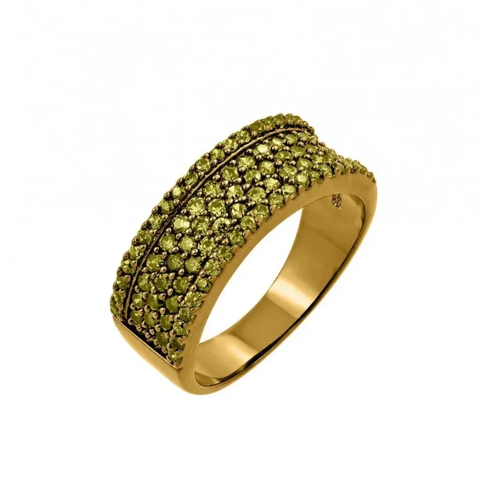 Liquidación – Anillo de plata 925 bañado en oro con circonita verde – BGR00770YEL