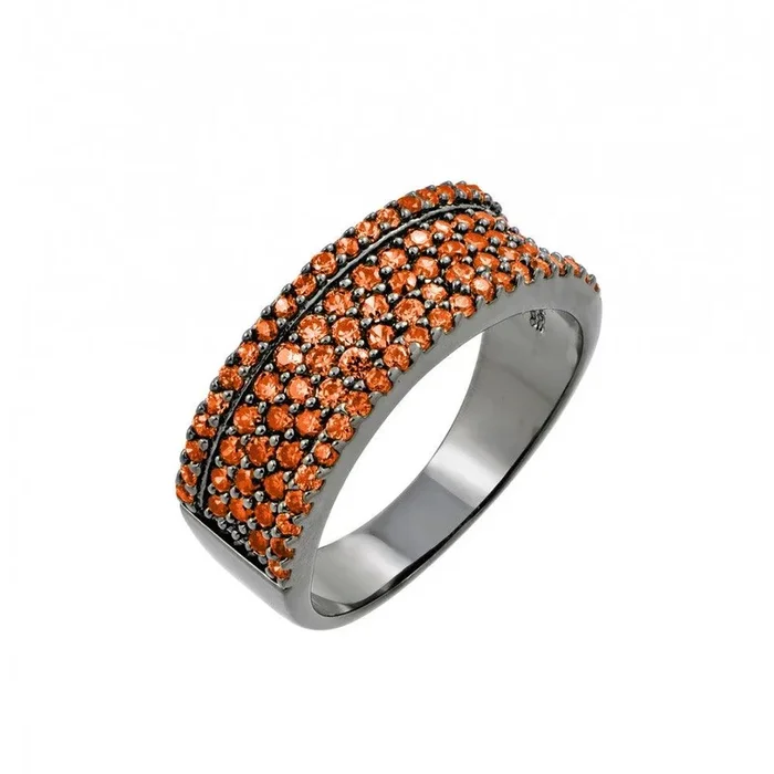 Liquidación – Anillo de plata 925 rodiada con pavé naranja y circonitas cúbicas – BGR00770ORG