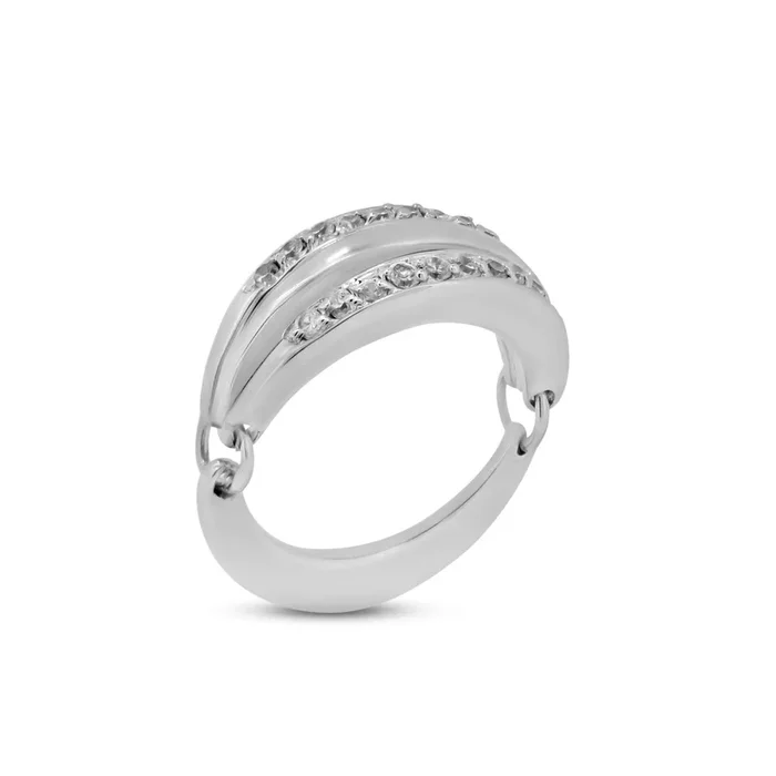Liquidación – Anillo móvil de plata 925 rodiada con circonita cúbica transparente – BGR00122