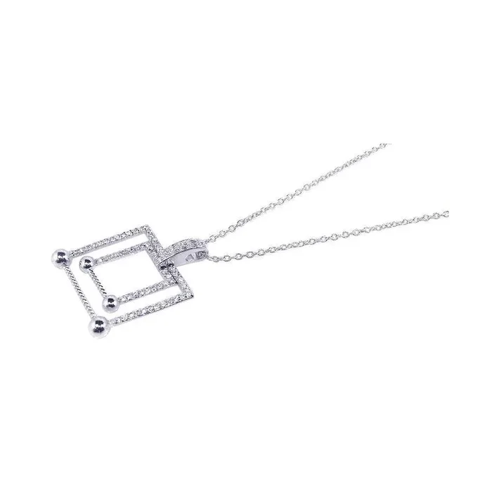 Liquidación – Collar colgante de circonitas cuadradas graduadas con baño de rodio en plata 925 – STP00556