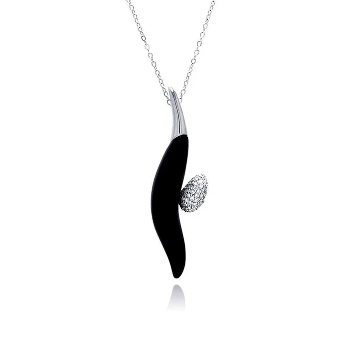 Liquidación – Collar de plata 925 rodiada con ónix negro y circonitas – BGP00326