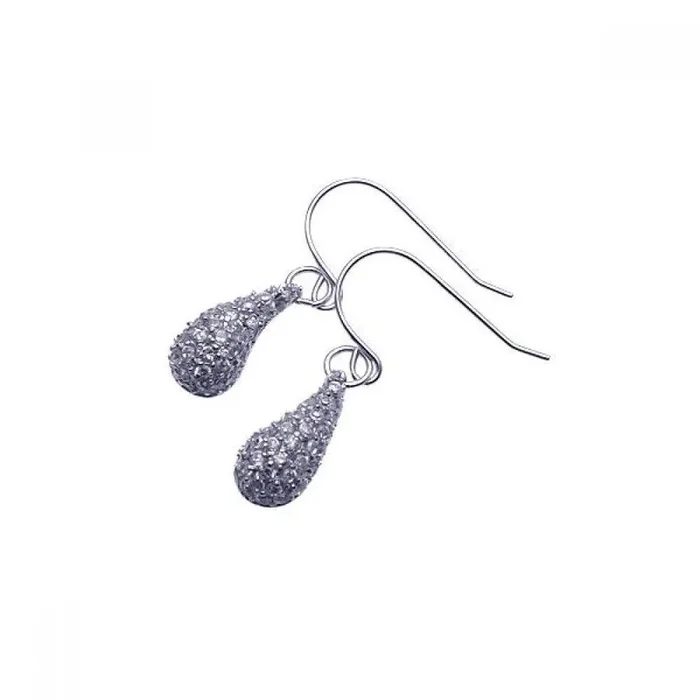 Liquidación – Pendientes colgantes de gancho color berenjena con circonitas cúbicas en racimo de plata 925 rodiada – STE00397